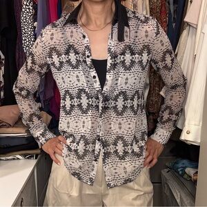 AX Armani Exchange Sheer Snakeprint Blouse Sz XS